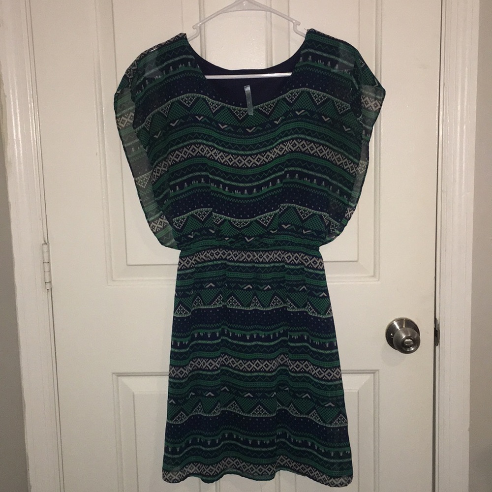 Green & Blue Design Dress